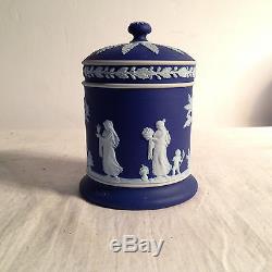 Wedgwood Cobalt Blue Dip Jasperware Old-Style Cigarette Jar Box