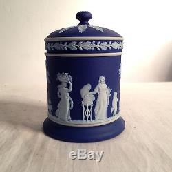 Wedgwood Cobalt Blue Dip Jasperware Old-Style Cigarette Jar Box