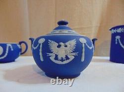 Wedgwood Cobalt Dip Jasper Tea Set Sesquicentennial George Washington 1789-1939
