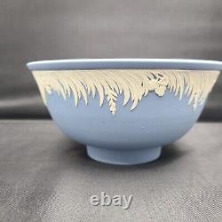 Wedgwood Collectors Society Blue Jasperware Bowl Grasses Floral (1983)