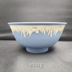 Wedgwood Collectors Society Blue Jasperware Bowl Grasses Floral (1983)