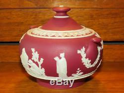 Wedgwood Crimson Jasperware Sacrifice Figures Large Lided Sugar Bowl (c. 1920s)