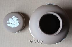 Wedgwood DARK TAUPE BROWN Jasperware Small Lidded GINGER JAR Boxed RARE