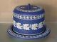 Wedgwood Dark Blue Jasperware Dip Covered Cake Or Cheese Dome-1875