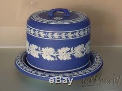 Wedgwood Dark Blue Jasperware Dip Covered Cake or Cheese Dome-1875