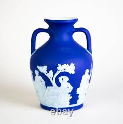 Wedgwood Dark Blue Jasperware Portland Vase 6 Made in England Vintage