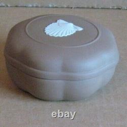 Wedgwood Dark Taupe Brown Jasperware Shell Box