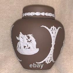 Wedgwood Dark Taupe Brown Jasperware Small Lidded Ginger Jar