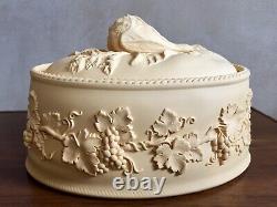 Wedgwood Decorative Covered Dish Tan Bisque Porcelain Caneware Jasperware Yellow