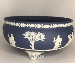 Wedgwood Deep Blue Jasperware 9 Three-footed Imperial Bowl