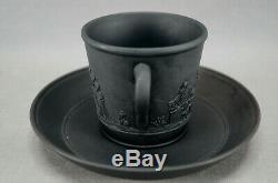 Wedgwood Early to Mid 19th Century Black Basalt Jasperware Coffee Cup & Saucer