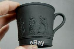 Wedgwood Early to Mid 19th Century Black Basalt Jasperware Coffee Cup & Saucer