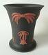 Wedgwood Egyptian Terracotta On Basalt Jasperware Trumpet Vase 1st Quality