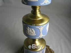 Wedgwood Embossed Jasperware Lavender Blue Lamp With Finial NICE