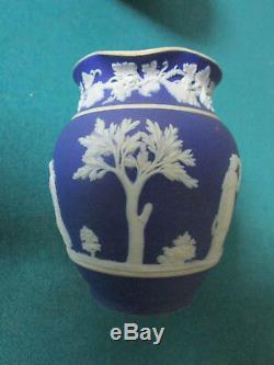 Wedgwood England Antique Dark Blue Jasperware Open Sugar And Creamer