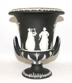 Wedgwood England Crater Vase Black + White Jasperware 19th Century H 25.5cm