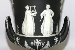 Wedgwood England Crater Vase Black + White Jasperware 19th Century H 25.5cm