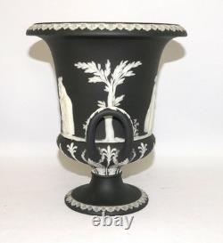 Wedgwood England Crater Vase Black + White Jasperware 19th Century H 25.5cm