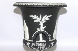 Wedgwood England Crater Vase Black + White Jasperware 19th Century H 25.5cm