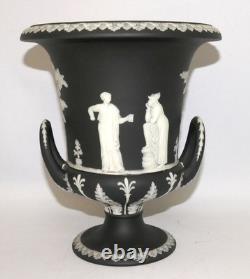 Wedgwood England Crater Vase Black + White Jasperware 19th Century H 25.5cm