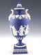 Wedgwood England Jasperware Dark Blue Dancing Hours 10-5/8 Tall Vase Urn Rare