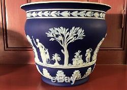 Wedgwood England Jasperware Cobalt Blue Planter Cache Pot c. 1912