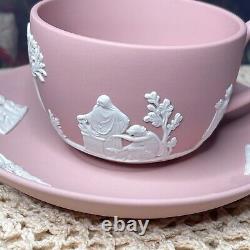 Wedgwood Flat Cup & Saucer Set Cream Color on Pink Jasperware