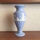 Wedgwood Flower Vase Jasperware Pale Blue & White Color 6.1in Withbox England