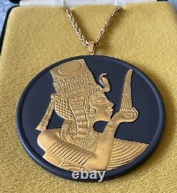 Wedgwood Gold On Black Jasper Jasperware Queen Ankhesenamun Pendant Boxed Eygpt