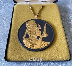 Wedgwood Gold On Black Jasper Jasperware Queen Ankhesenamun Pendant Boxed Eygpt