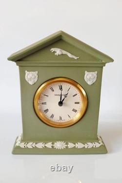 Wedgwood Green Jasper Jaguar Clock jasperware