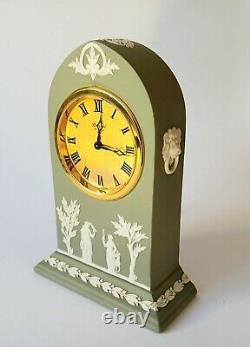 Wedgwood Green Jasperware Clock Baronet Of London Mantel Clock Boxed