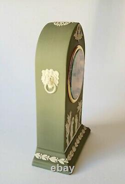 Wedgwood Green Jasperware Clock Baronet Of London Mantel Clock Boxed