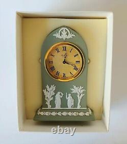 Wedgwood Green Jasperware Clock Baronet Of London Mantel Clock Boxed