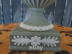 Wedgwood Green Jasperware Dancing Hours Engine Turned Stripes Urn Vase (c. 1890s)