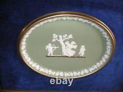 Wedgwood Green Jasperware Framed Plaque Psyche wounded & bound by Cupid