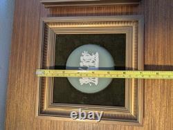 Wedgwood Green Jasperware Framed Plaques Wall Mounted Hangers X 2