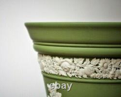 Wedgwood Green Jasperware Neoclassical Large Flower Floral Frog Green Vase Mint