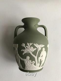 Wedgwood Green Jasperware PORTLAND VASE 5 1/2 tall