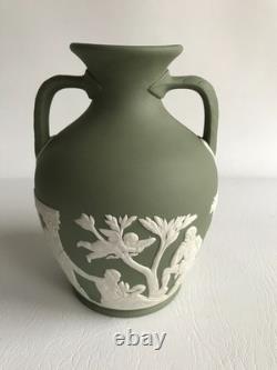 Wedgwood Green Jasperware PORTLAND VASE 5 1/2 tall