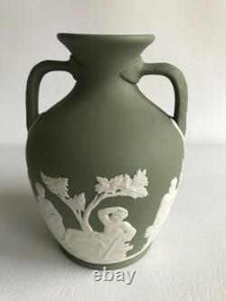 Wedgwood Green Jasperware PORTLAND VASE 5 1/2 tall