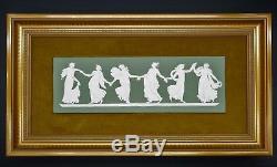 Wedgwood Green Jasperware Plaque Matted and Framed Dancing Hours