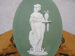 Wedgwood Green Jasperware Priestess Sacrifice Figure Large Oval Plaque (c. 1780s)