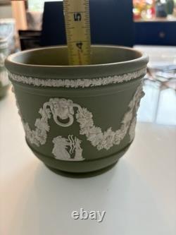 Wedgwood Green Jasperware Relief Planter Cachepot England MPN 62