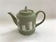 Wedgwood Green Jasperware Small Teapot In Excellent Condition