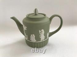 Wedgwood Green Jasperware Small Teapot In Excellent Condition