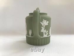 Wedgwood Green Jasperware Small Teapot In Excellent Condition