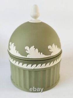 Wedgwood Green Jasperware Trinket Box Acorn and Oak Leaf