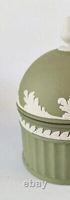 Wedgwood Green Jasperware Trinket Box Acorn and Oak Leaf