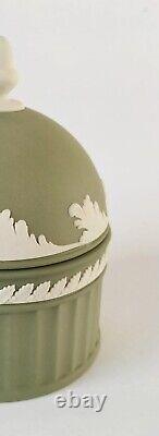 Wedgwood Green Jasperware Trinket Box Acorn and Oak Leaf